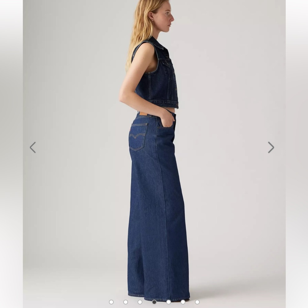 Levi’s Premium Baggy Dad Wide Leg Jeans - Dark Wash Sz 29 - Picture 3 of 16